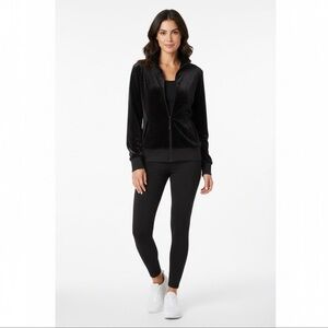 Lululemon Velour Jacket Black Velvet Full Zip Embroidered Logo Pockets